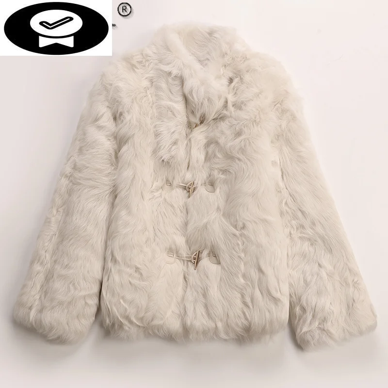 

100% Real Wool Warm Jacket Women Winter 2023 Short Elegant Sheep Shearing Coat Female Clothing Jaqueta Feminina Gxy1071