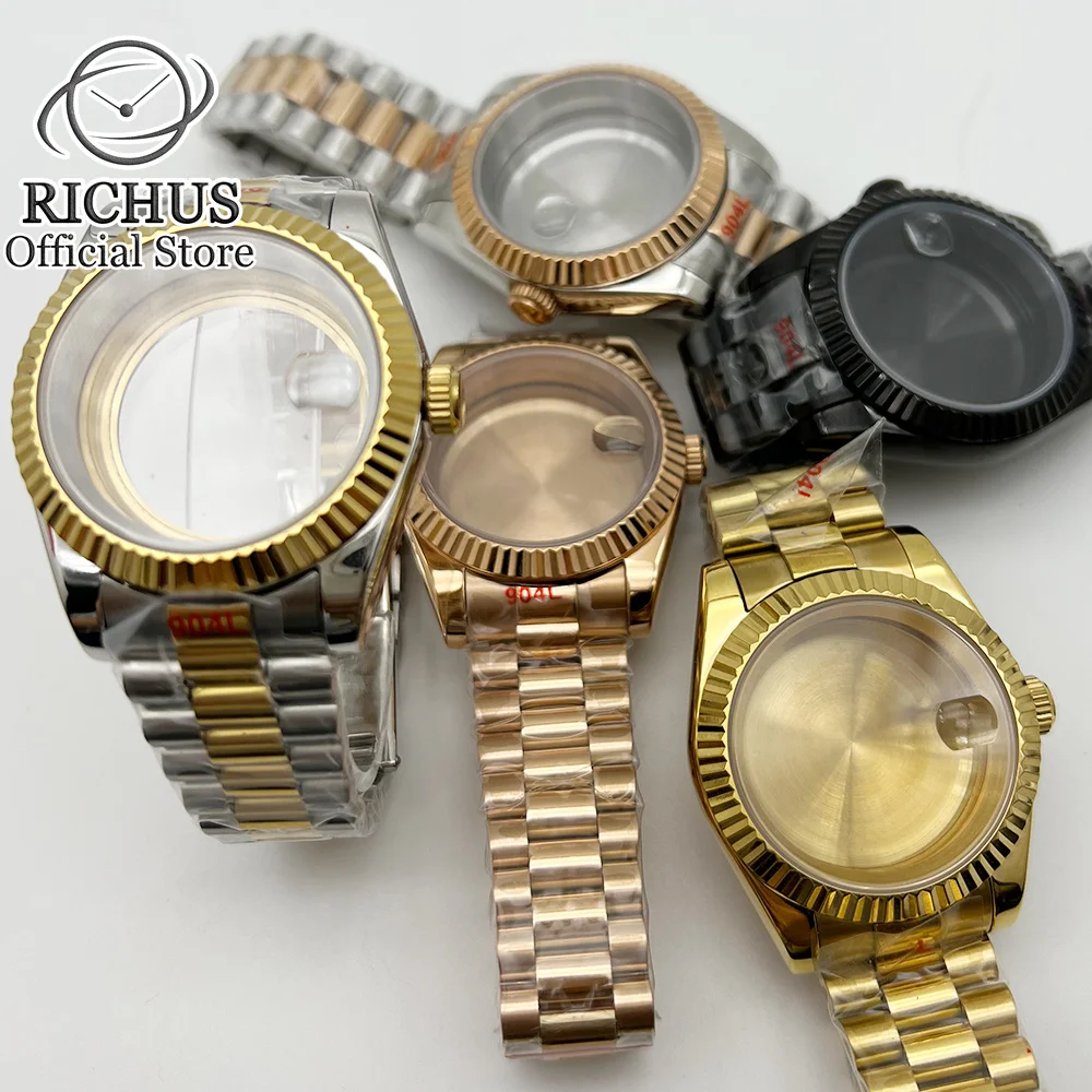 Корпус часов RICHUS 36 мм/40 мм с ремешком из сапфирового стекла подходит для