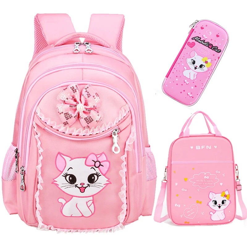 Cute Girls School Bags Children Schoolbag Orthopedic Primary Cartoon Cat School Backpack Princess Bagpack Kids Book Bags Mochila