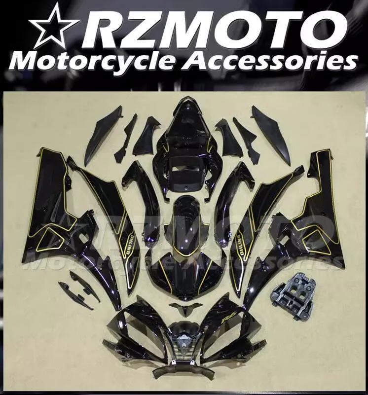 

4Gifts New ABS Motorcycle Fairings Kit Fit For YAMAHA YZF- R6 2006 2007 06 07 Bodywork Set Black Golden