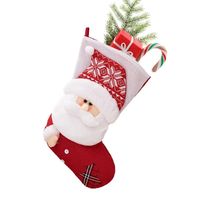 

Large Christmas Stockings Felt Fireplace Hangings Stockings With Santa Snowman Handmade Cute Christmas Theme Gift Holding Bag
