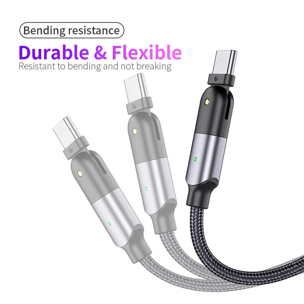 

180º Rotate Cable 3A Fast Charging Micro USB Type C Cable For IPhone Xiaomi Charger Phone Data USB Cord 100W 2m