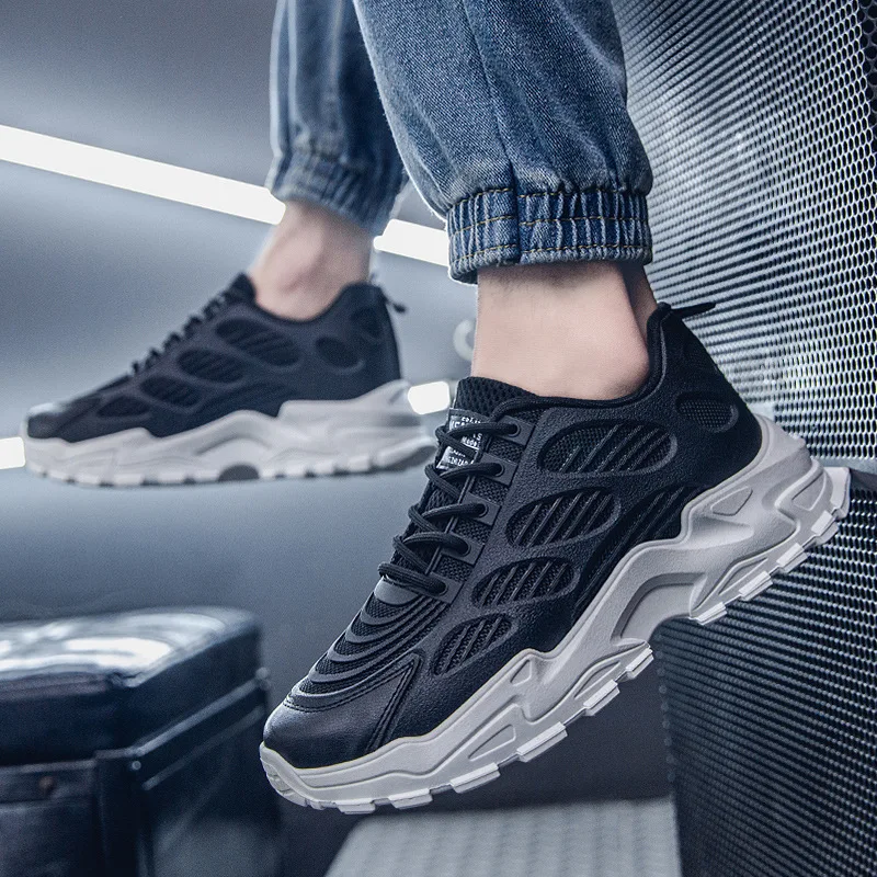 2022 New Four Seasons Thick-soled Daddy Shoes Mesh Comfortable Breathable Casual Sports Shoes Trendy Outdoor Male Running Shoes