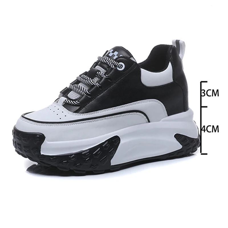 2023 Fashion New Genuine Leather Comfy High Brand Breathable Shoes Chunky Sneaker Spring Summer Platform Women Wedge Shoes