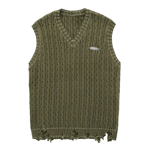 Уличная одежда Haruku, вязаный пуловер с разрезом на подоле без рукавов, Свободный Повседневный свитер, жилет, майки для мужчин и женщин, весна 2024