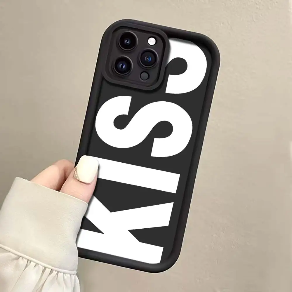 Фото Черно-белый чехол для телефона с надписью KISS для Samsung Galaxy Note 20 S21 S25 Plus S24 FE S23 Ultra S22 A57 A56 A55 A54 A53 A36 A35 A34 №3