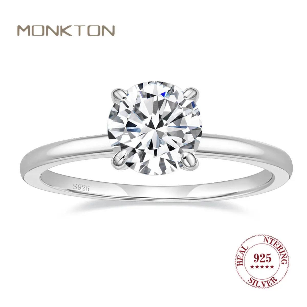 

Monkton 925 ct серебряные кольца Оригинальные сертифицированные обручальные кольца с круглым фианитом обручальные кольца роскошные женские ювелирные изделия