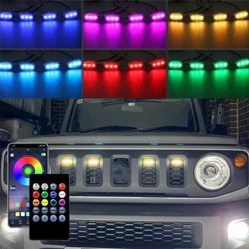 

4 Pcs LED Front Grille Lights White Amber Light External Grille Lamps For Suzuki Jimny JB64 JB74 2019 2020 2021