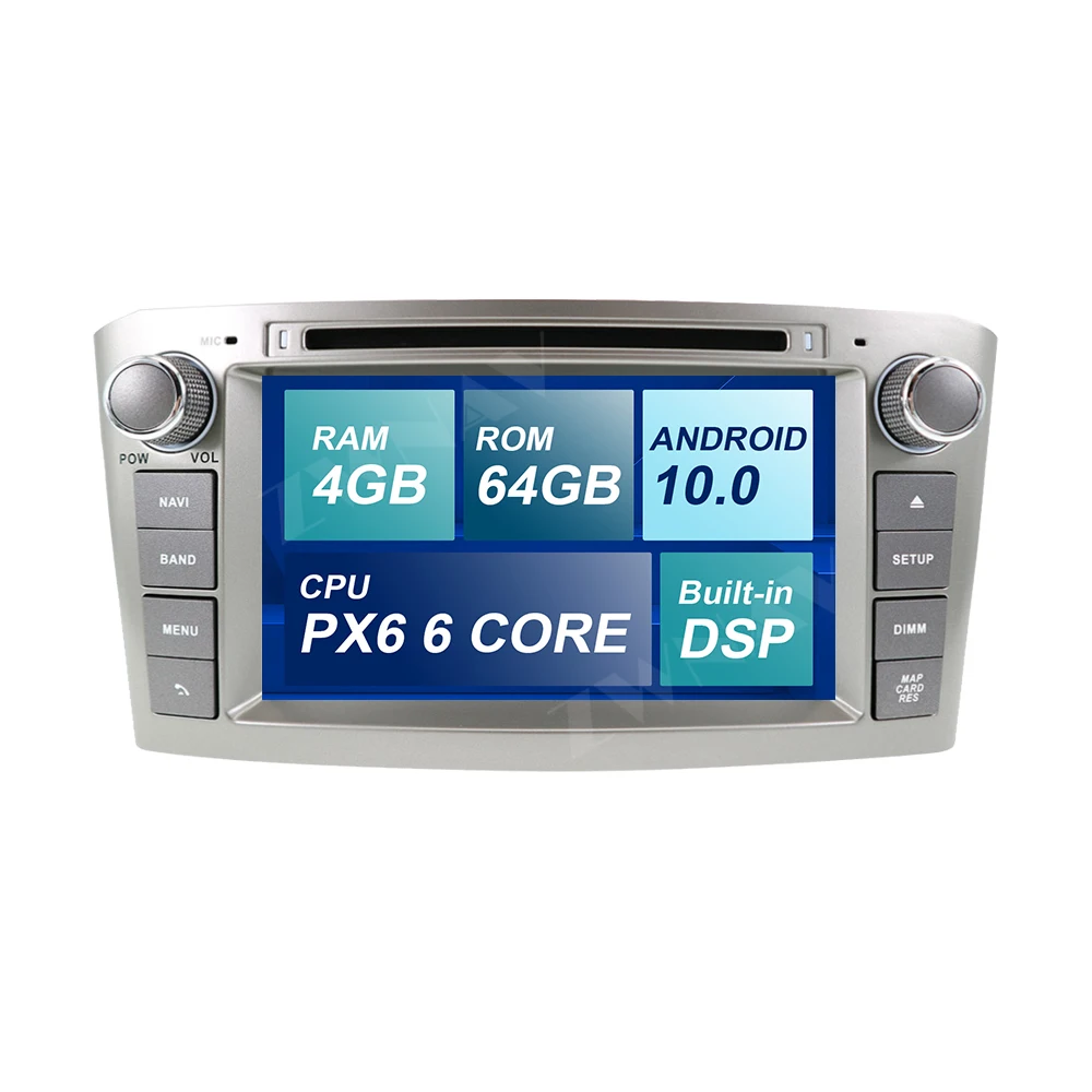 

Автомобильный стерео DVD-плеер PX6 DSP 4 Гб + 64 ГБ Android 10,0 GPS ГЛОНАСС навигация для Avensis T25 2003-2008 мультимедийный радиоприемник BT головное устройство