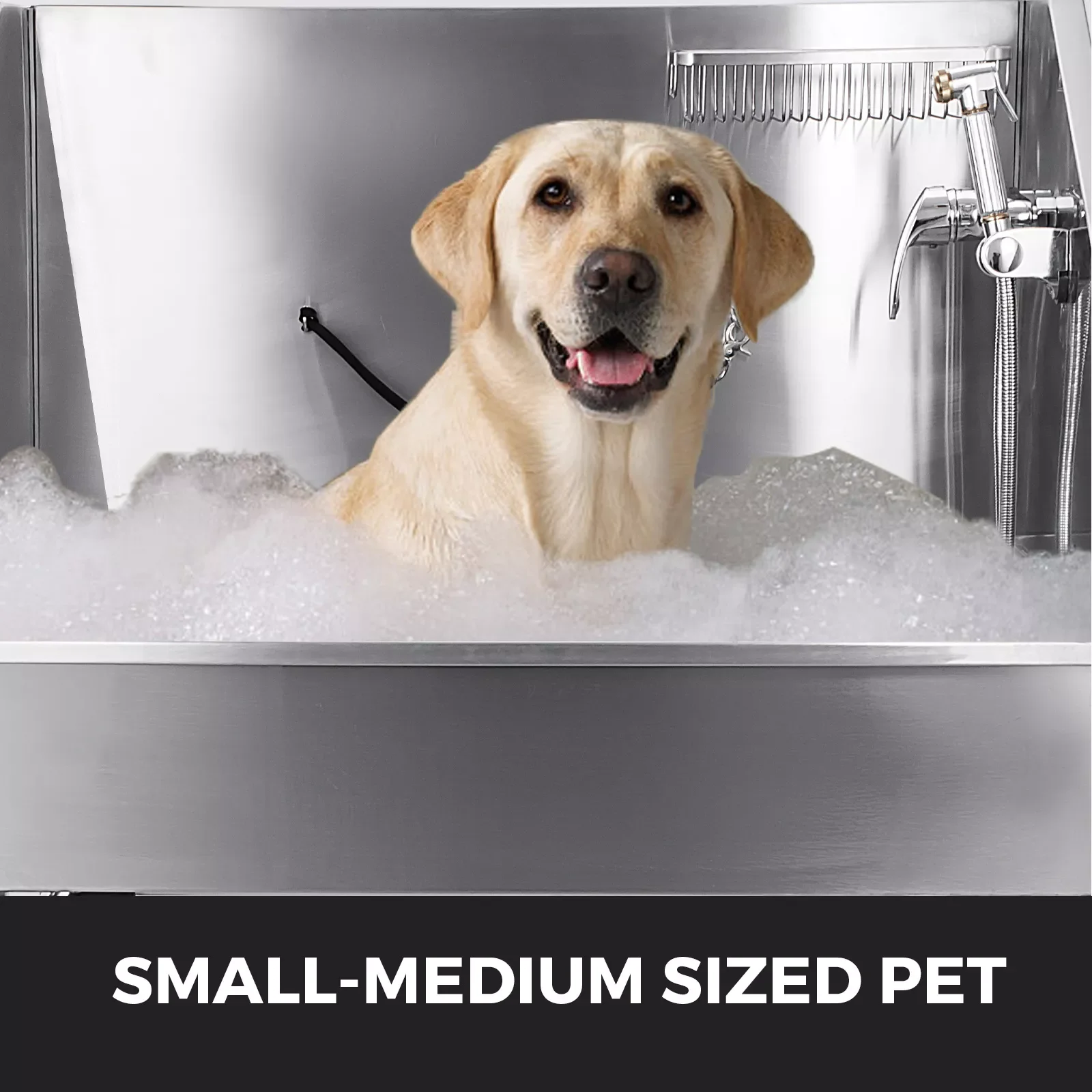 

38 Inch Dog Grooming Tub Stainless Steel Pet Grooming Tub With Faucet And Accessories For Dog Washing Station Pet Bath Tub