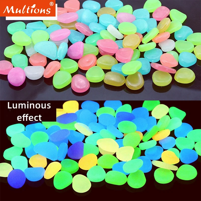 

50/100/200Pcs Glowing Pebble in the Dark Pebbles For Sidewalk Garden Terrace Lawn Patio Fish Tank Aquarium Decoration Glow Stone