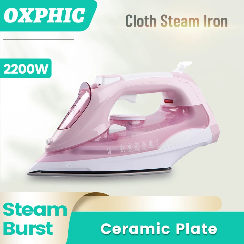 OXPHIC 2200W Wired Steam Iron for Cloth Pink Color Iron for Clothes Steam Generator for Home Ironing clothes ironing system