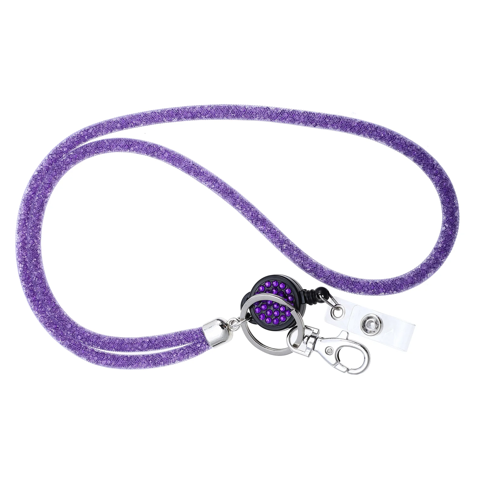 

Wallet Fishnet Rhinestone Lanyard Man Key Holder Purse Keychain Men Mesh Id Card