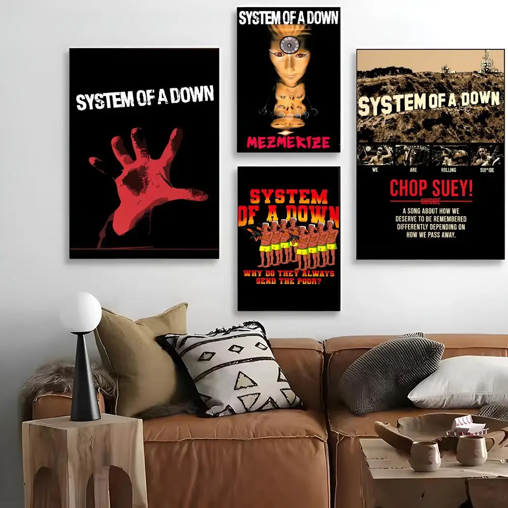 Фото Каллиграфический рисунок группы Heavy Metal Band System Of A Down для художественной печати, декоративная живопись, постер для кинотеатров, декор для дома и стен №1