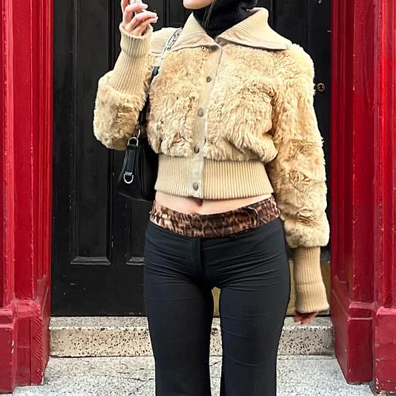 HEYounGIRL стильное пальто из искусственного меха в стиле пэчворк женское уличное