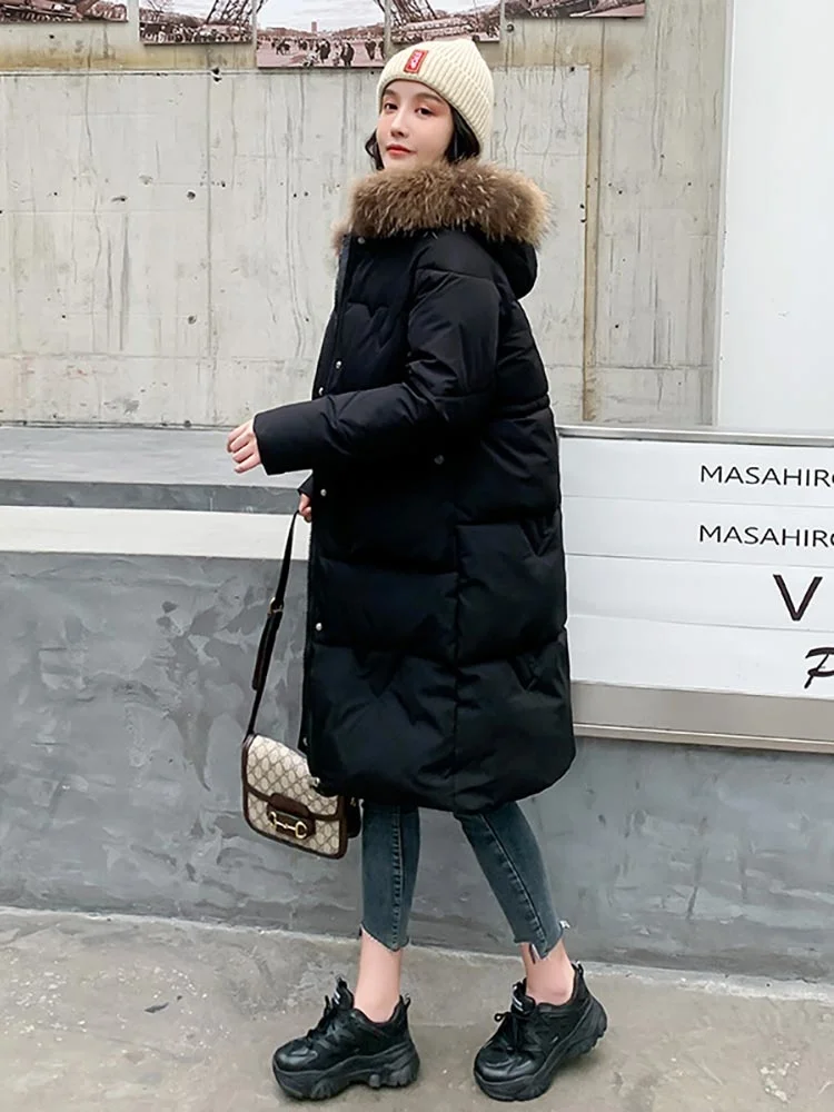 Long Women's Cotton Padded Coat Parkas Down Winter Jacket Thick Warm Fur Hooded Coats Puffer Outerwear Jacket Clothes