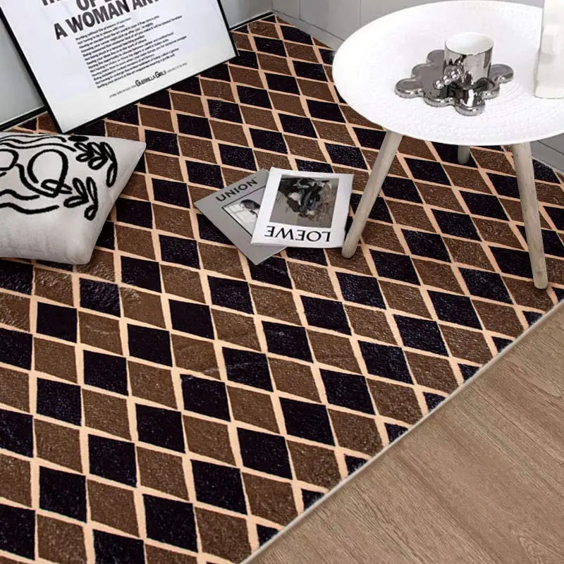 Шахматный ковер с ромбовидной решеткой современный минималистичный Ins Wind