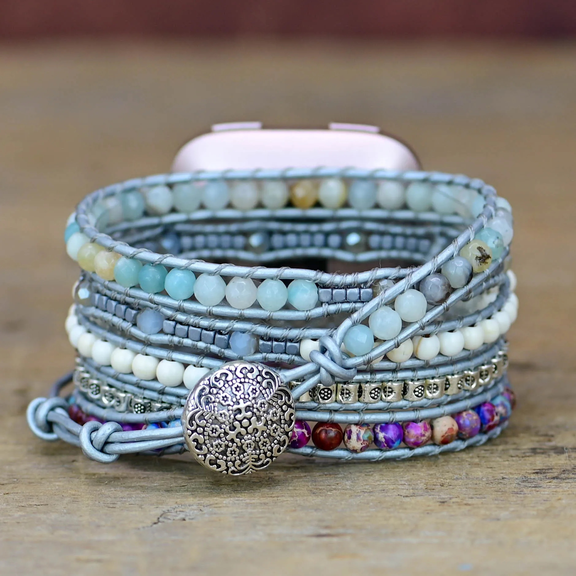 Natural Stone Bohemian Bracelet Strap For Fitbit Versa 3 2 1 Band Rope Bead Watchband For Fitbit Versa Lite/Fitbit Sense Strap