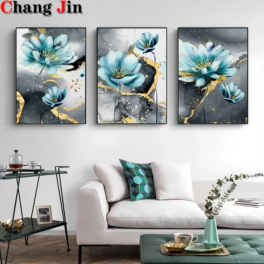 Golden Flower Diamond Painting Large Size Abstract Color Art 5D Diy Full  Mosaic Embroidery Rhinestone Picture Wall Decor AA4825