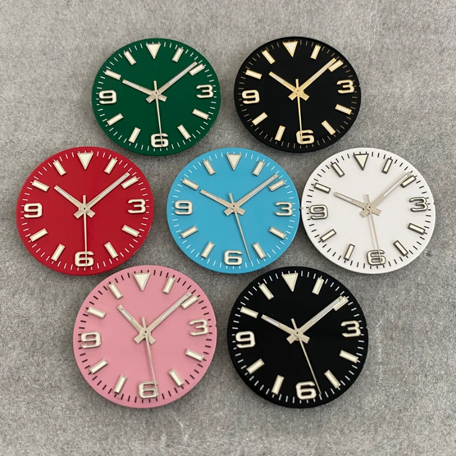 

Nh35 Dial No Logo Modification Accessories 369 Bar Nail Dial + Hand Green Luminous 28.5mm Suitable for NH35/36/4R/7S Movement