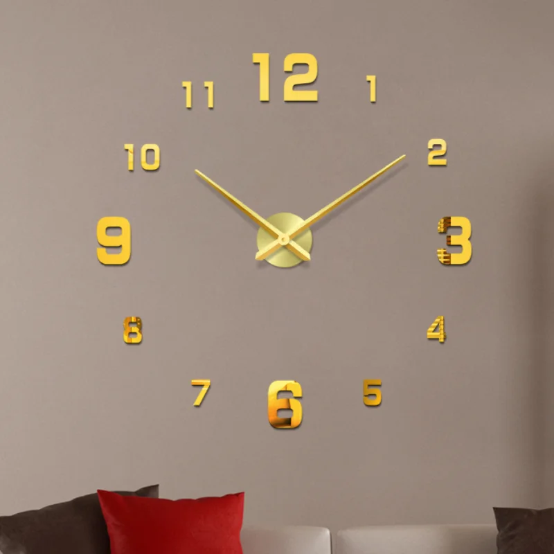 

Большие настенные часы современного дизайна 2023, кварцевые часы 3D «сделай сам», модные часы, акриловые зеркальные наклейки для гостиной, домашний декор