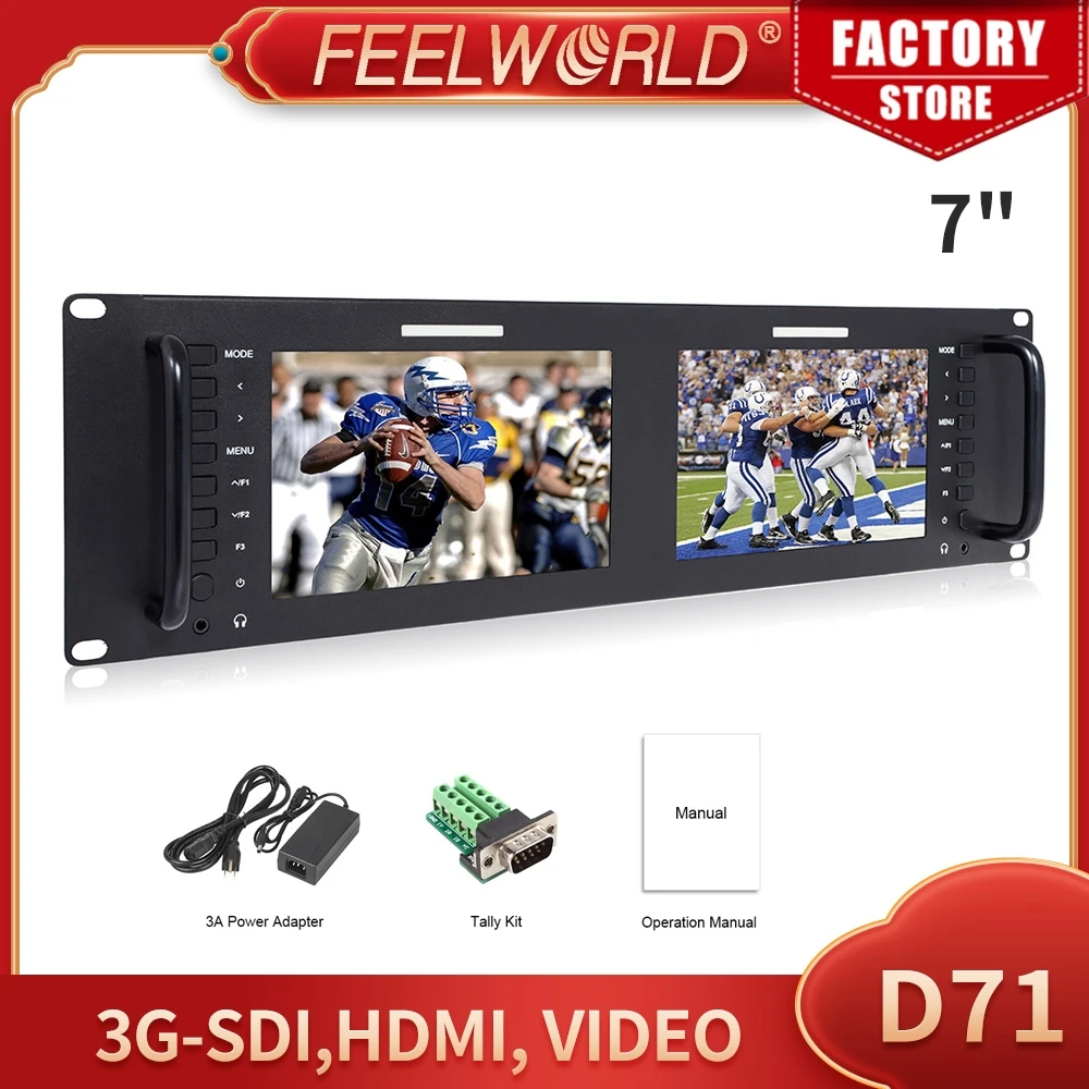 7-дюймовый IPS-монитор Feelworld D71 с камерой 3RU, ЖК-дисплей 3G-SDI HDMI, вход, выход, крепление на стойке, монитор 7 дюймов 1280x800, монитор качества передачи