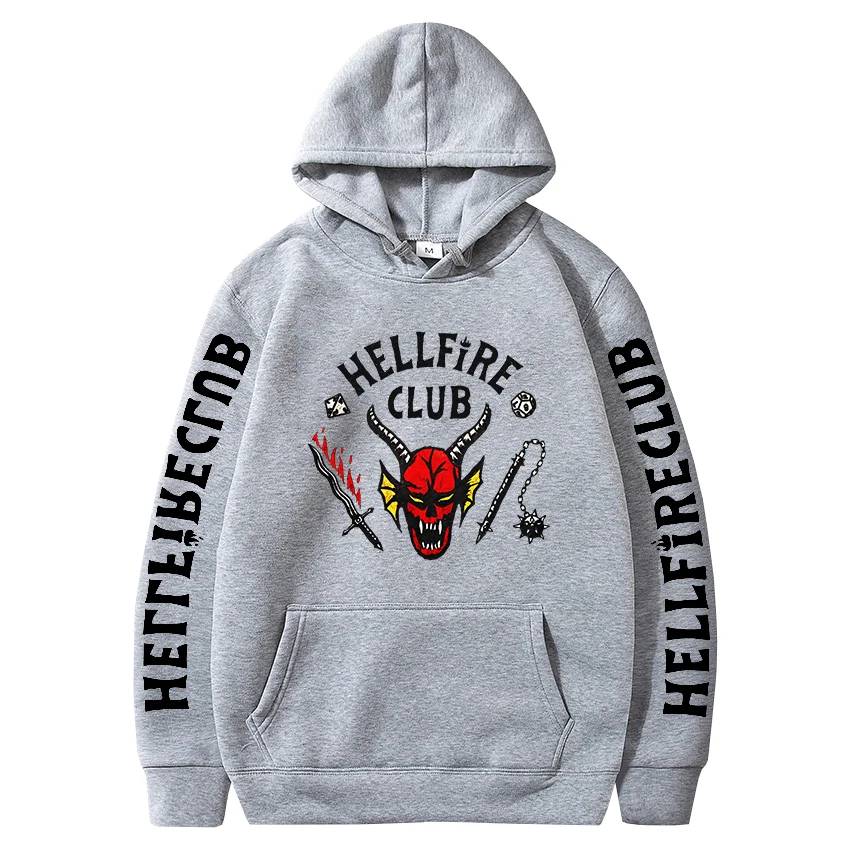 Hoodie HellfireClub Long Sleeved 2-side Pullovers Oversized Sweatshirt 2022Autumn Winter Retro Unisex Tops Couples Men and Women