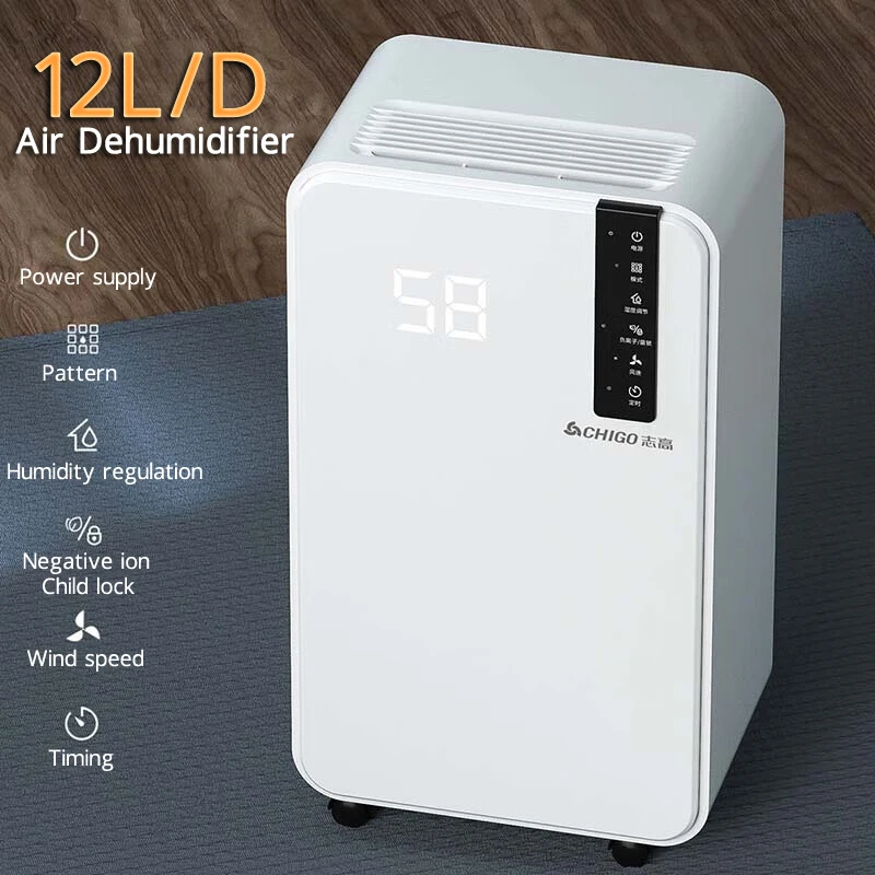 

12L/D Dehumidifier Smart Touch Anti-mildew Moisture Absorbent for Home Basement Air Dryer