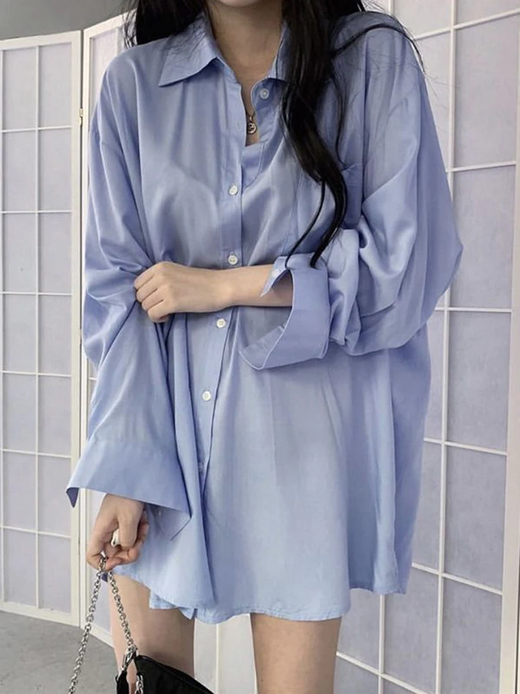

Zoki Harajuku Oversize Loose Casual Shirt Women Korean Fashion Wind Lazy Female Long Sleeve Blouse Chic Preppy Style Y2K Tops