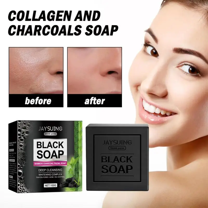 

Charcoal Soap 100g Deep Cleansing Face Body Skin Whiten Blackhead Remover Bamboo Charcoal Bar Restore Skin Moisture Elasticity