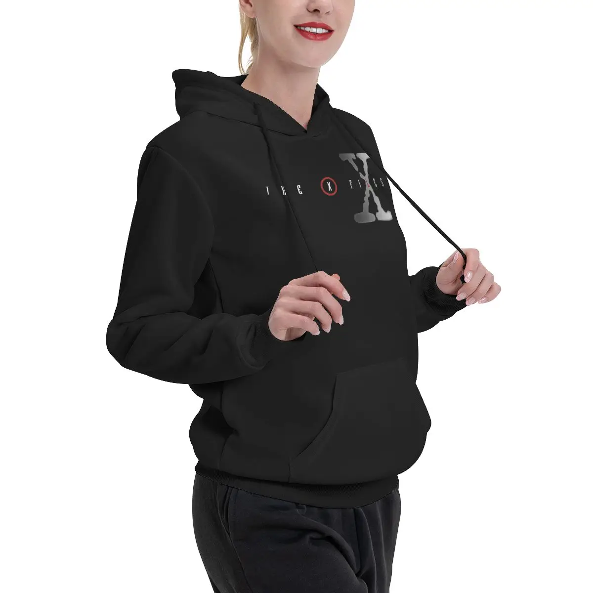 Классический бархатный свитер с капюшоном для пар логотипом X файлы повседневный