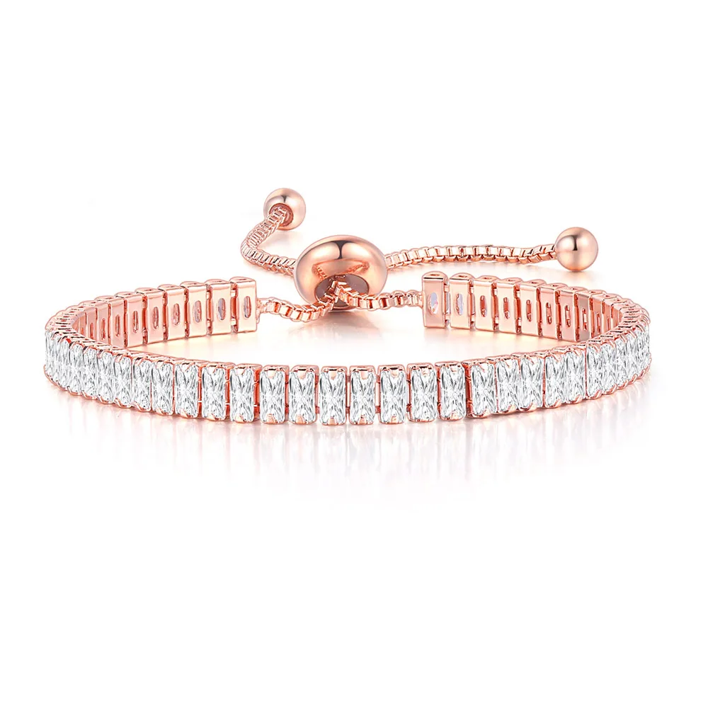 

Kpop Women's Tennis Bracelet Luxury 2.5*5 mm Multicolor Zircon Bracelets For Women Wholesale Adjustable Finger Ring Jewelry Girl
