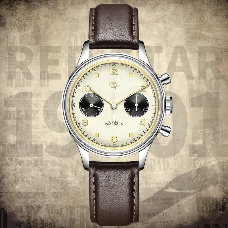 

SEAKOSS 38mm Men 1963 Watches Seagull ST1901 Movement Acrylic Sapphire Pilots Chronograph Mechanical Watch With Blue Gooseneck