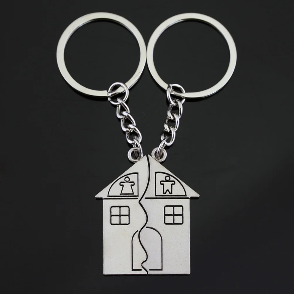 

2PCS House Shaped Pendant Keychains Couple Gifts Keychains Valentine' Day Keychains Valentines Day Souvenir