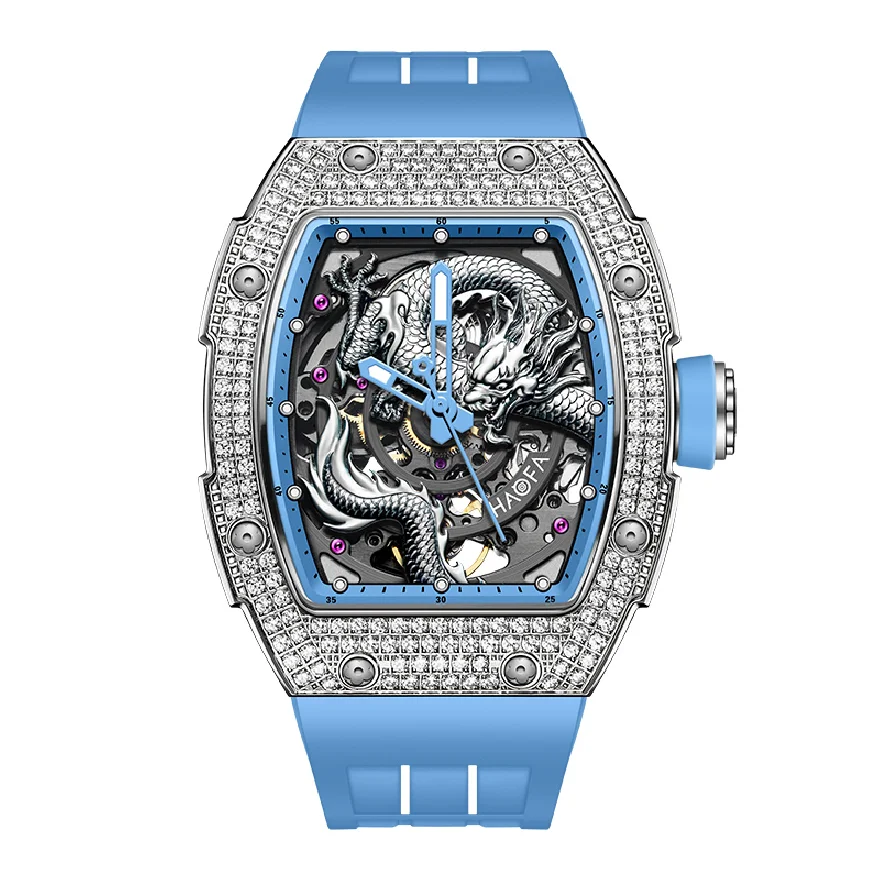 

Haofa 3D Dragon Automatic Watch For Men Diamond Bezel Sapphire Waterproof Self Winding Mechanical Men's Watch Luminous 1968S