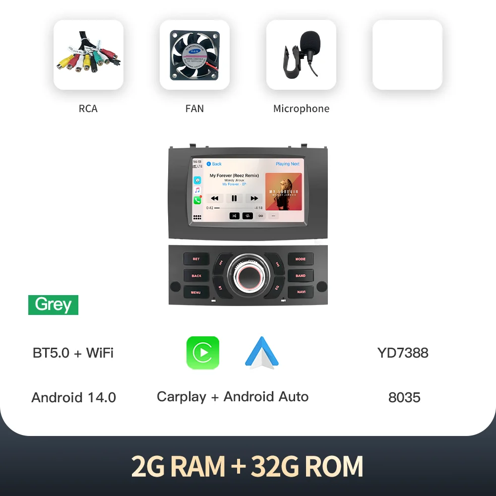 

Kingchange 7 "радио для Peugeot 407 2004-2010, автомобильный Android, авто, GPS-навигация, видеоплеер, стерео, мультимедийный Carplay DSP, без DVD