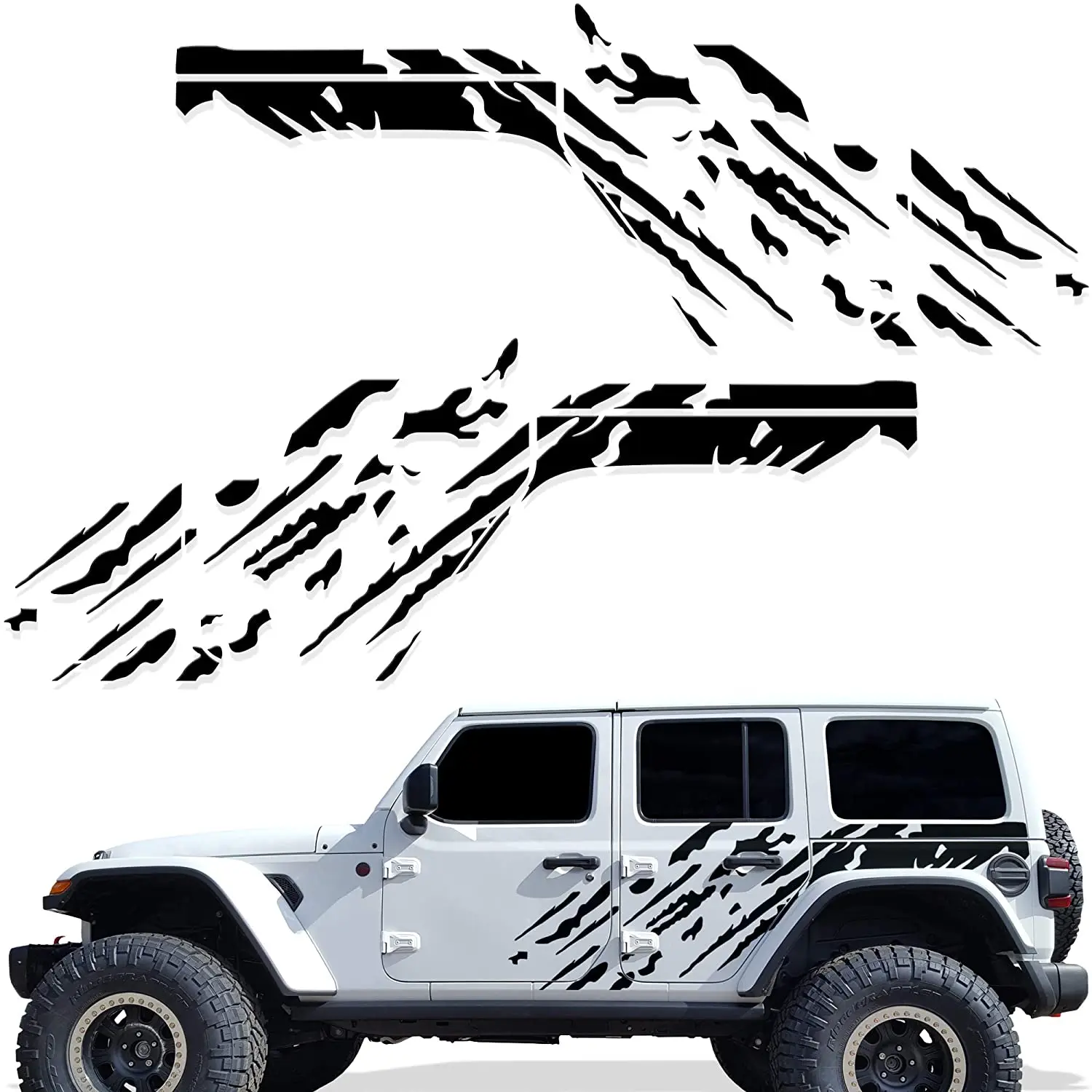 

Factory Crafts Splash Side Graphics Kit 3M Vinyl Decal Wrap Compatible with Jeep Wrangler JL 4 Door 20182021 (Black)