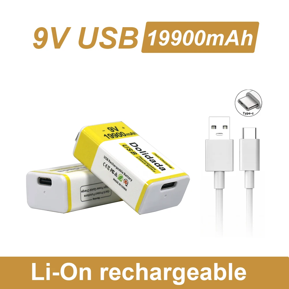 

2023 Best-selling 100%New Original 9V 19900mAh+USB Fast Charging Line LI-ION Rechargeable Battery for Electric Fan Flashlight