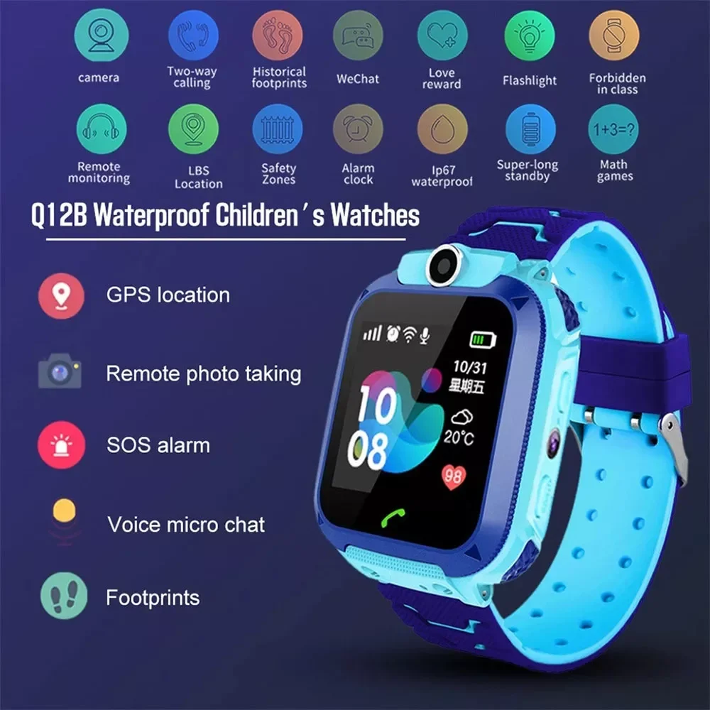 

Q12 Kids Smart Watch Phone Voice Chat Smartwatch APP Setracker2 Remote Monitor LBS Location SOS Camera Children's Smart Watc