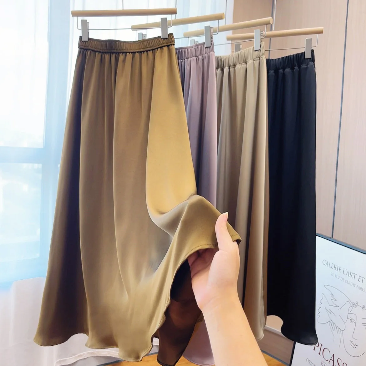 

Женская Длинная летняя юбка, однотонная Мягкая юбка, лето 2023