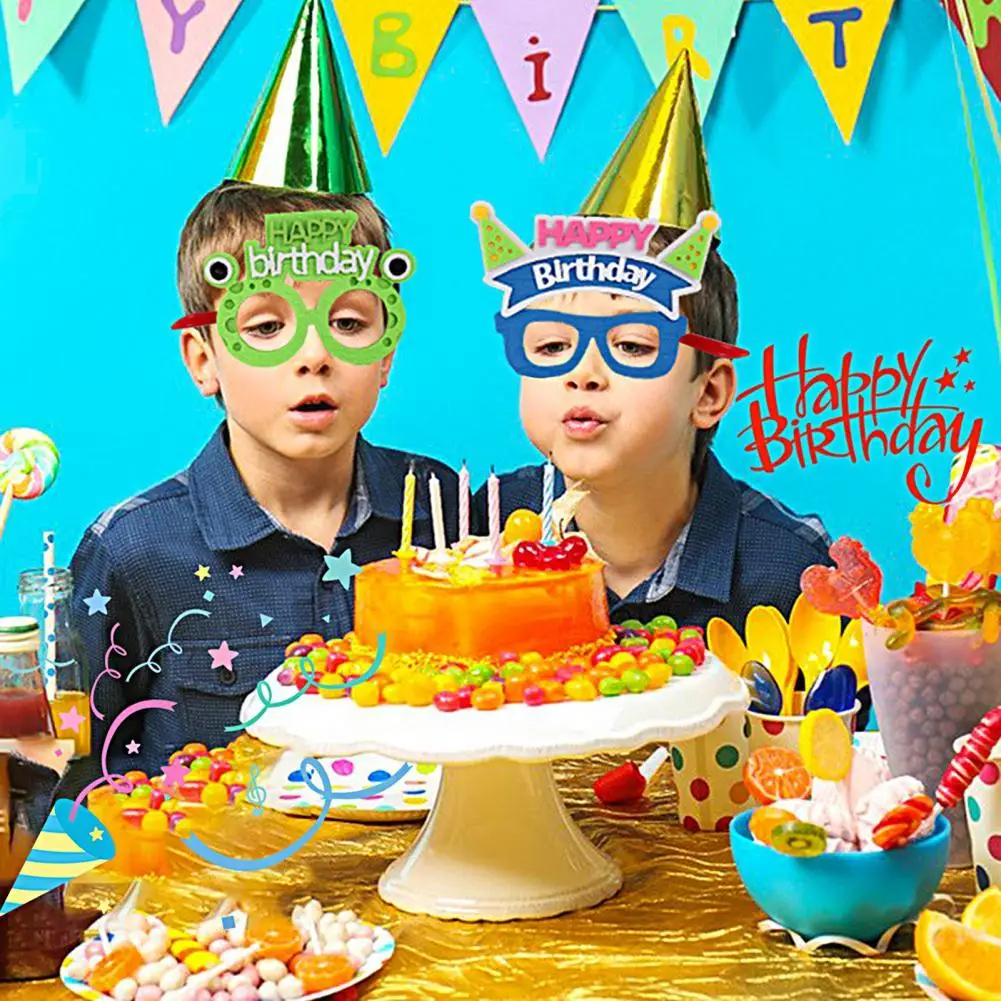 

1 Pair Useful Birthday Themed Eyeglasses Photography Prop Decor Party Glasses Multiple Styles Festival Ambience