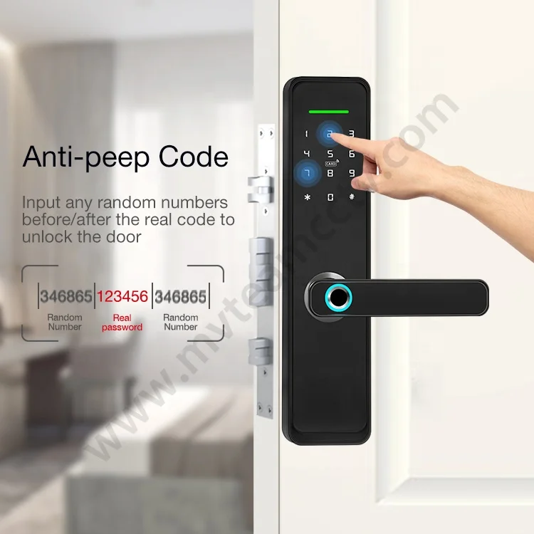 Good Price Anti-theft Smart Door Lock With Dead Bolt High Security APP, Fingerprint, Password, Card 4 In 1 Keyless Entry. enlarge