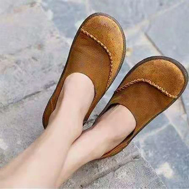 

Женские лоферы из искусственной кожи на плоской подошве, Осенние удобные повседневные туфли без шнуровки на платформе и каблуке