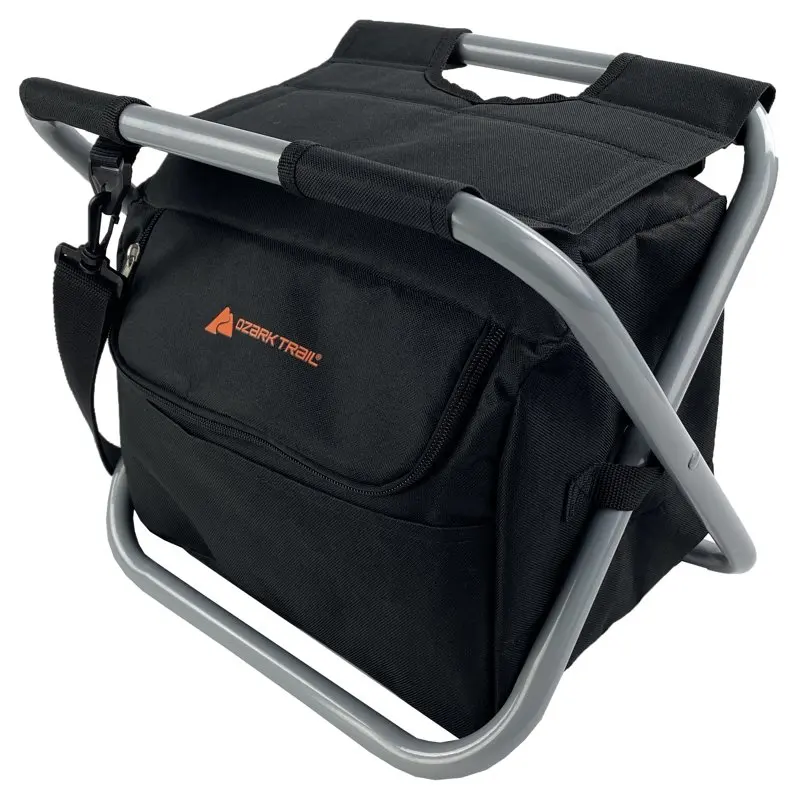 

Durable Black Soft Sided 2-in-1 Folding Chair and Cooler Combo - Perfect for Outdoor Activities and Picnics.