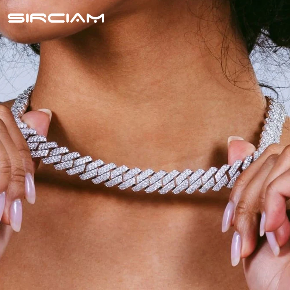 14MM Iced Out Chain Micro Paved Crystal Miami Cuban Link Necklace Bracelet For Women Punk Prong Link Chain Choker Collar Jewelry