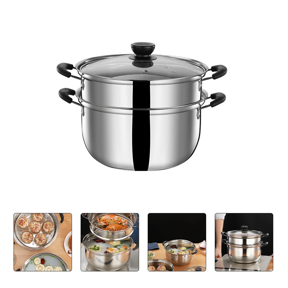 

Stainless Steel Stock Pot Practical Household Kitchen Food Cooking Steam Pot