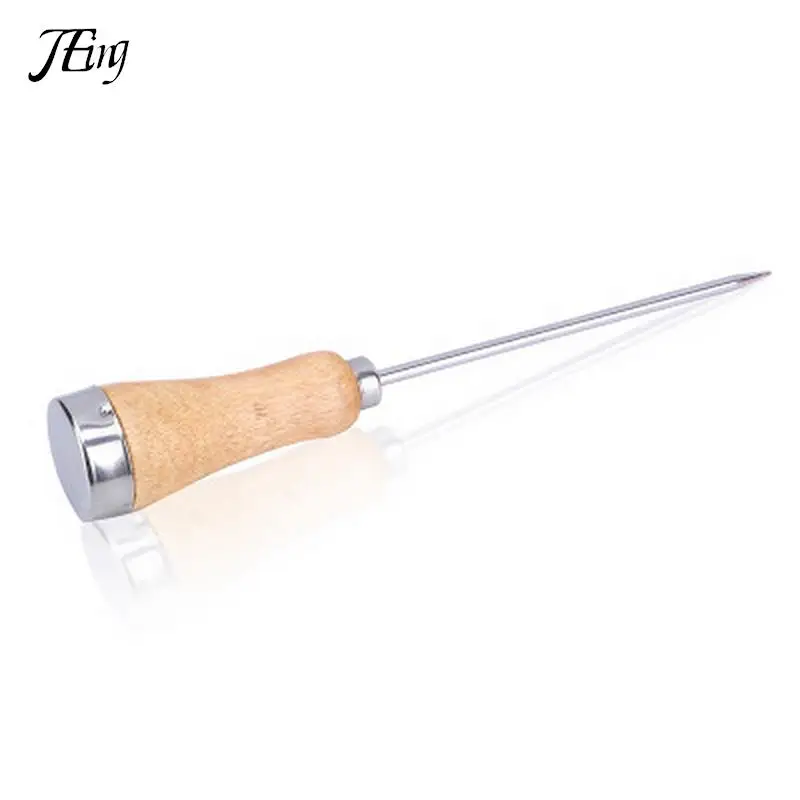 1pcs Ice Pick Vintage Stainless Steel Ice Pick Punch Wooden Handle Metal Cover Kitchen Tool
