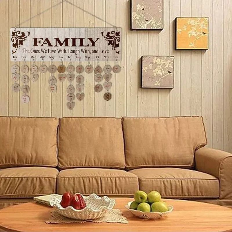 

1Pc Calendar New Year Wooden Family Birthday Calendar Board Wall Hanging 2020 Decor New