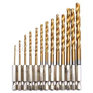 13 шт. деревообрабатывающий инструмент 1,5 мм-6,5 мм быстрорежущие титановые высокоскоростные стальные ступенчатые сверла сверление отверстий для древесины электроинструмент