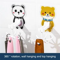 2pcspack six claw rotatable cartoon hook multi functional wall mounted kitchen with storage rack strong sticky hook hanger
